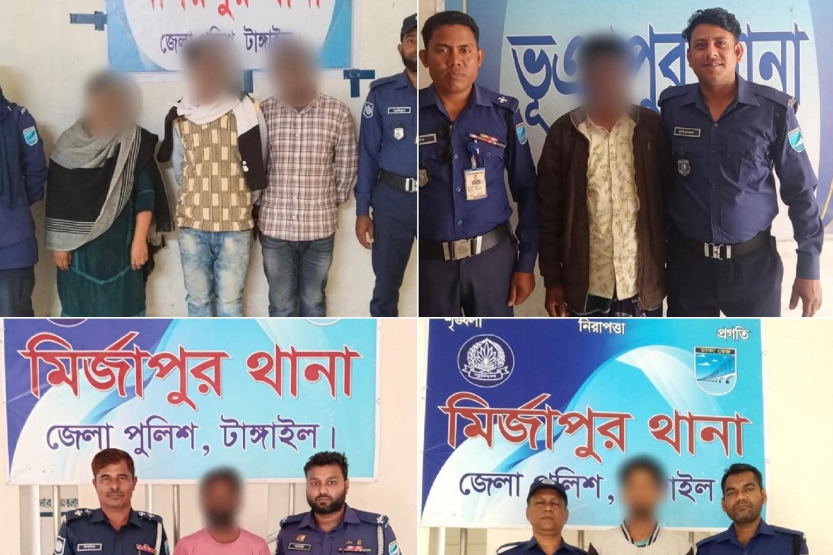 টাঙ্গাইল জেলা পুলিশের অভিযানে মাদক উদ্ধারসহ বিভিন্ন মামলায় ২৩ জন গ্রেপ্তার