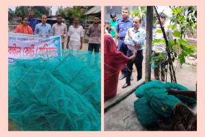 ধনবাড়ীতে নিষিদ্ধ চায়না দুয়ারি জাল জব্দ, অসাধু মৎস্য শিকারিকে জরিমানা।